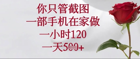 你只管截图，一部手机在家操作，一小时120.一天5张【揭秘】-创业屋 - 分享优质创业项目、互联网项目资源、网赚项目
