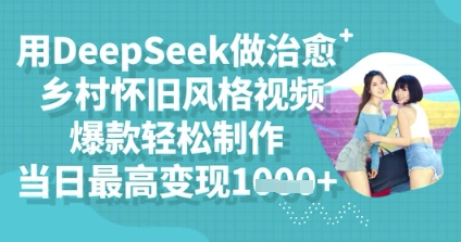 用DeepSeek做治愈乡村怀旧风格视频,爆款轻松制作,当日最高变现多张-创业屋 - 分享优质创业项目、互联网项目资源、网赚项目
